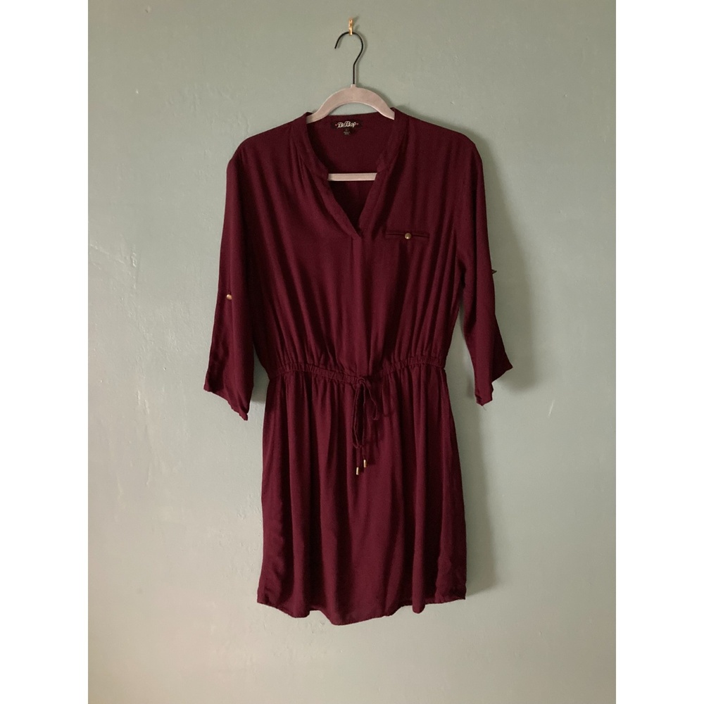 BeBop burgundy v-neck roll sleeve dress size large
